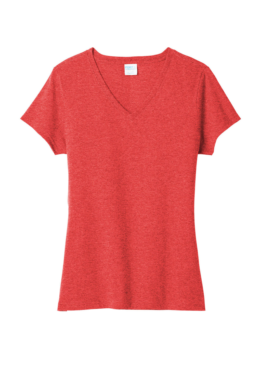 Port & Company Ladies V-Neck S/S Shirt Bright Red Heather