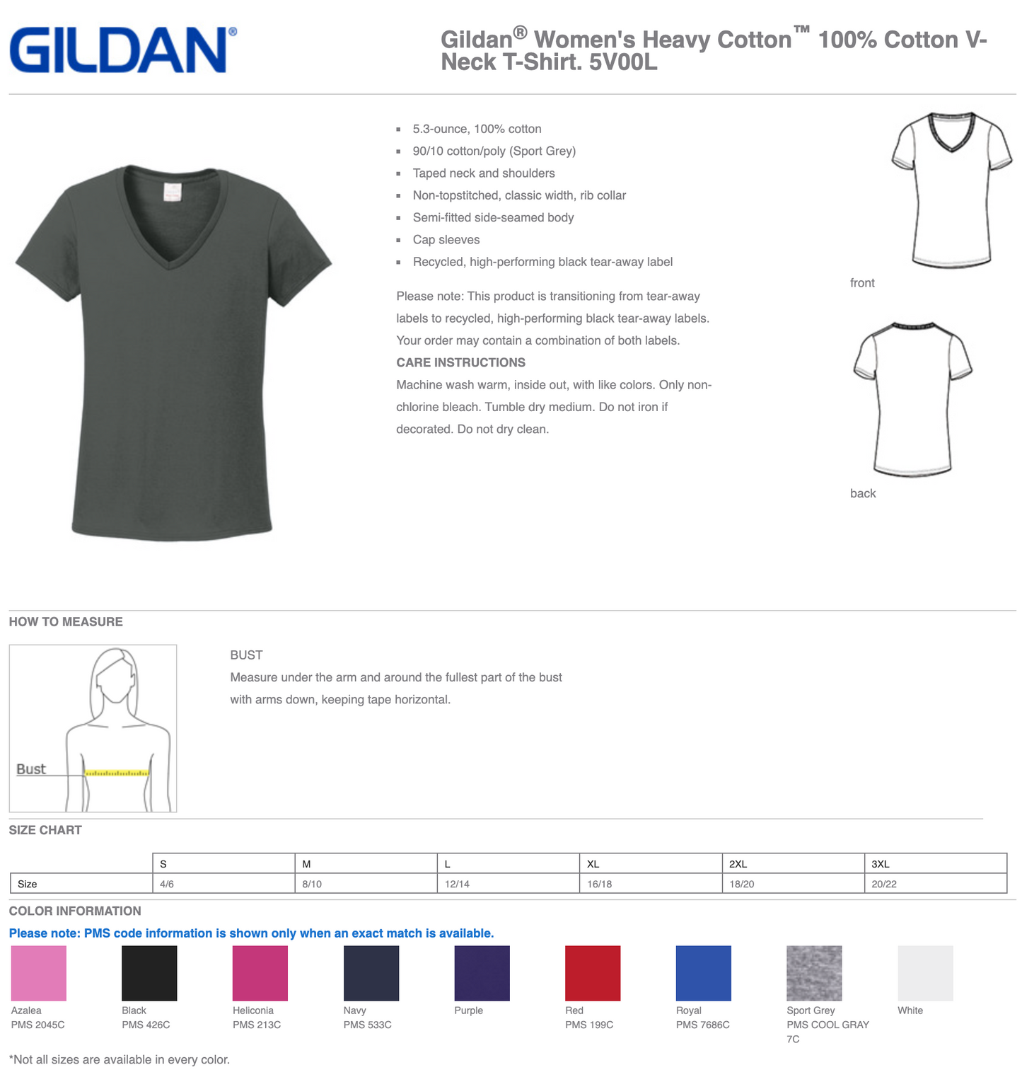Gildan 100% Cotton Womens V-neck Short Sleeve Shirts