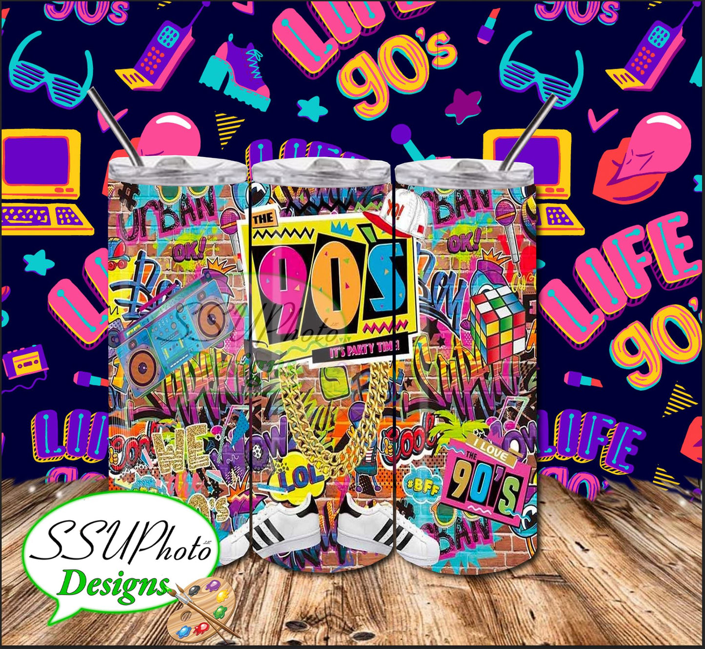 90s3 20 OZ Skinny TumblerD Digital Design