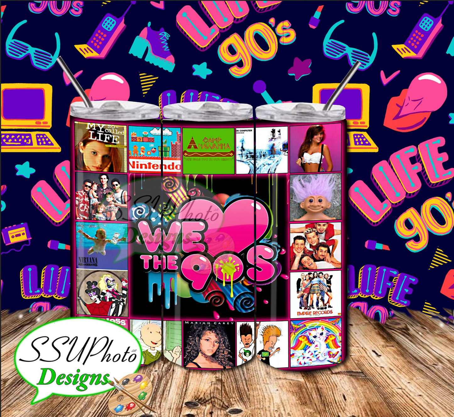 90s1 20 OZ Skinny TumblerD Digital Design