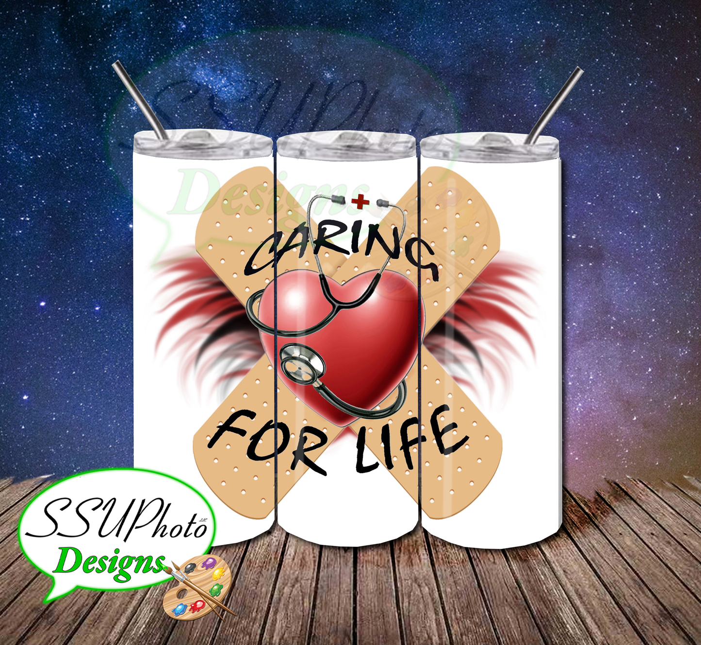 Caring For Life 20 OZ Skinny Tumbler straight Digital Design