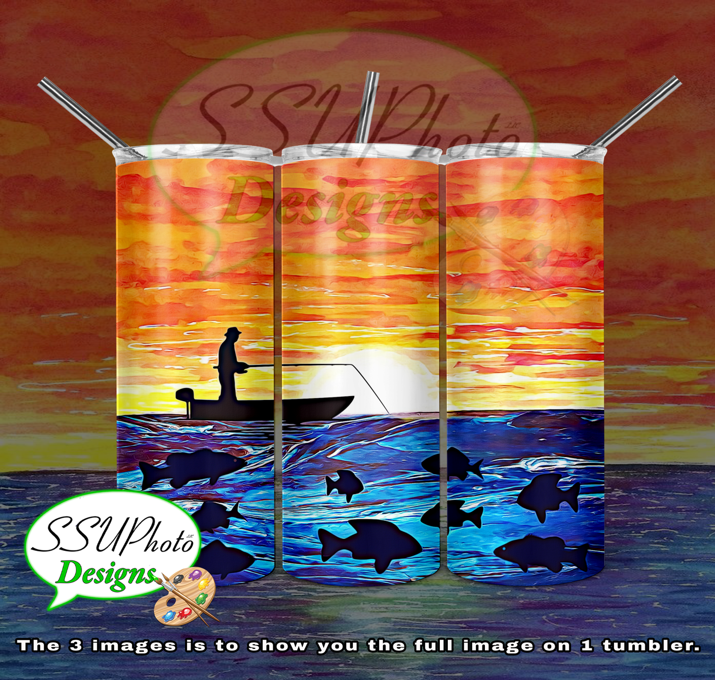 Fisherman 20 OZ Skinny TumblerD Digital Design