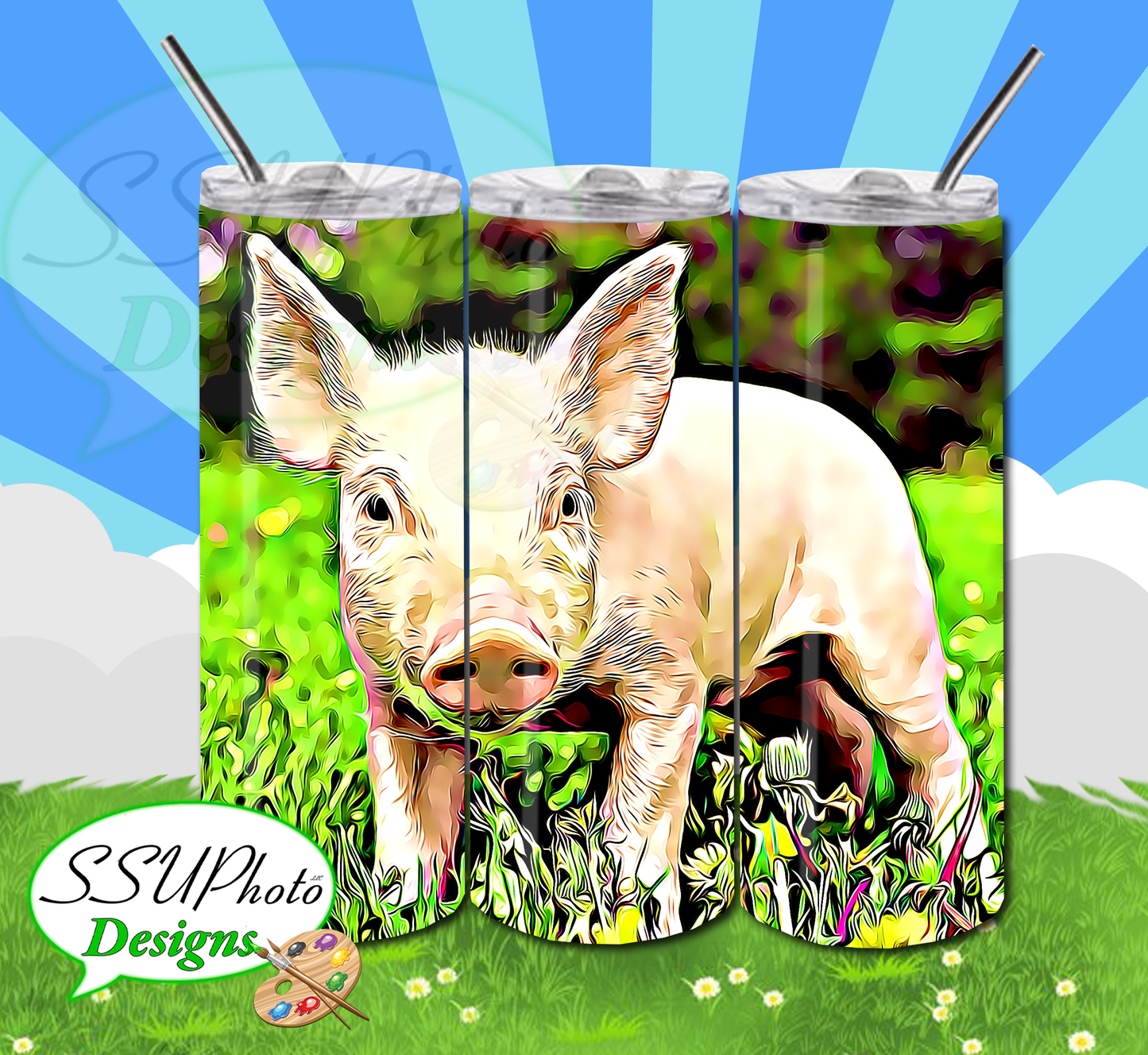 Pig Collection 20 OZ Skinny TumblerD Digital Design