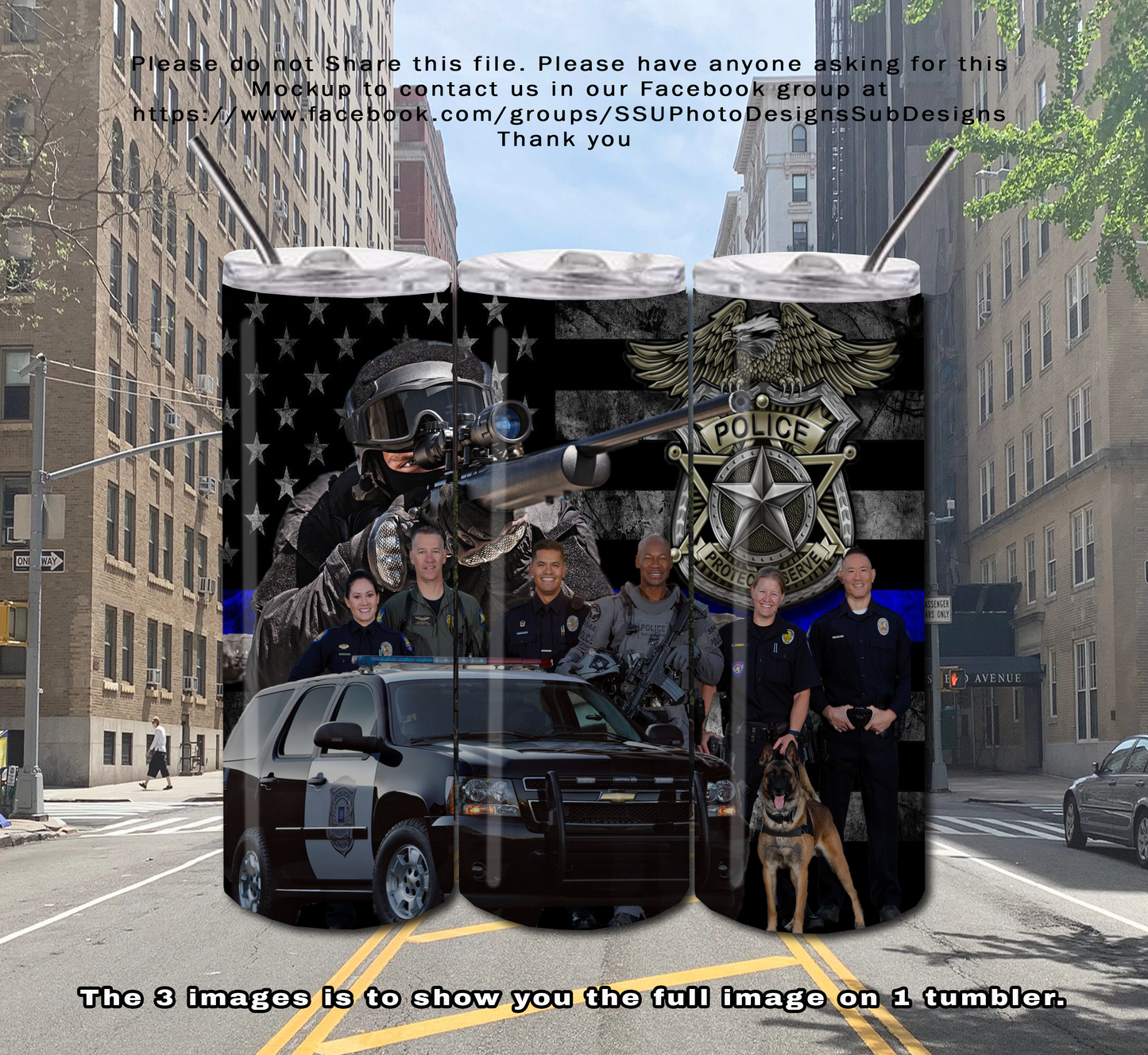 Police 20 OZ Skinny TumblerD Digital Design