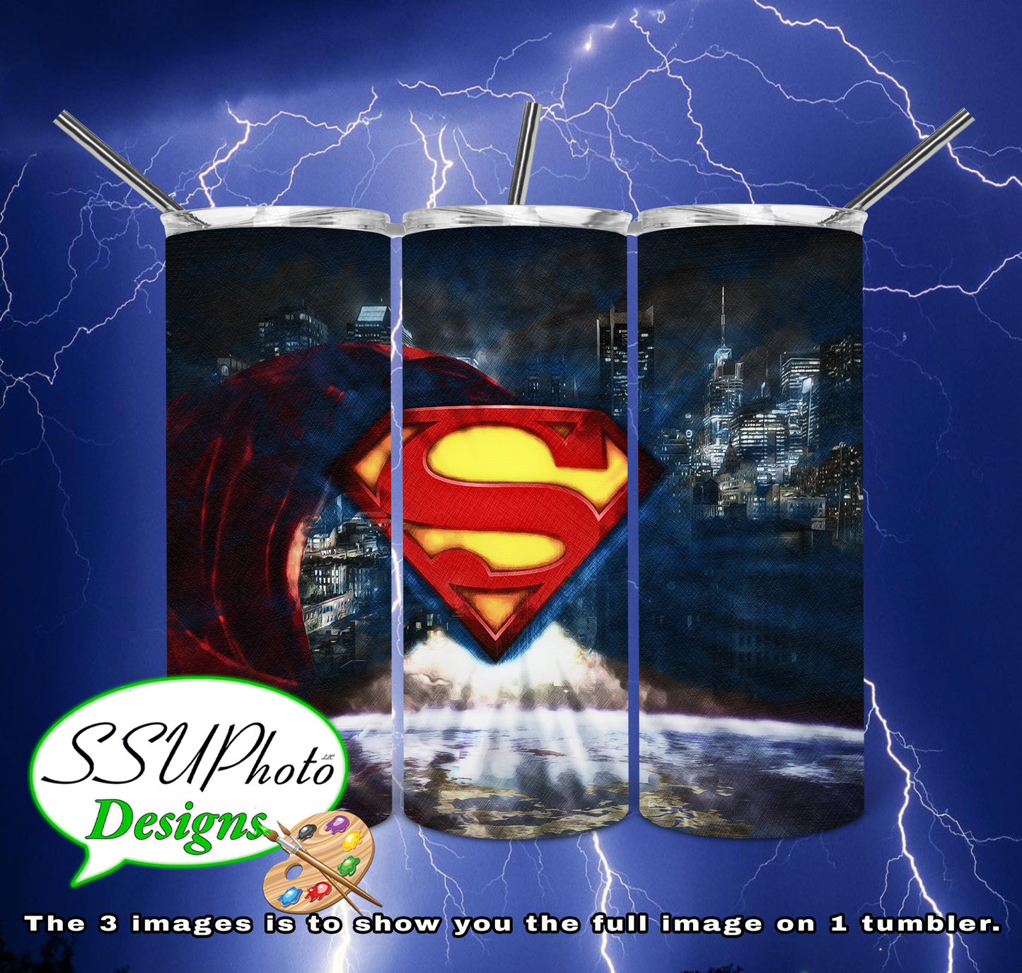 Superman 20 oz and 30oz OZ Skinny TumblerD Digital Design