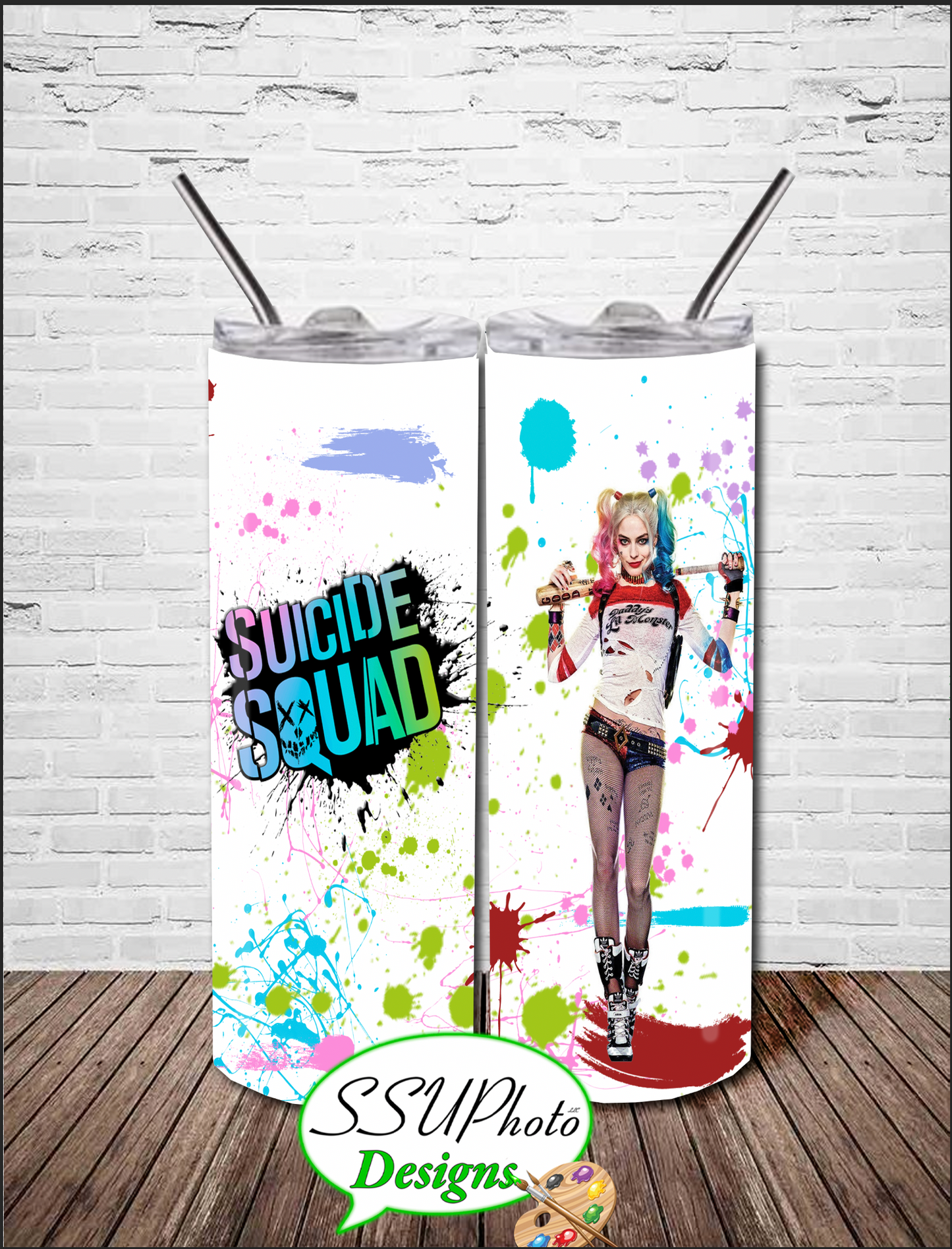 Suicide Squad 20 OZ Skinny Tapered TumblerD Digital Design