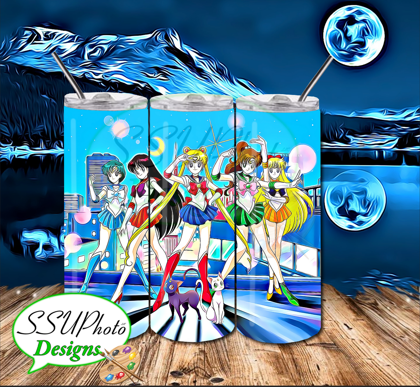 Sailormoon1 20 OZ Skinny TumblerD Digital Design