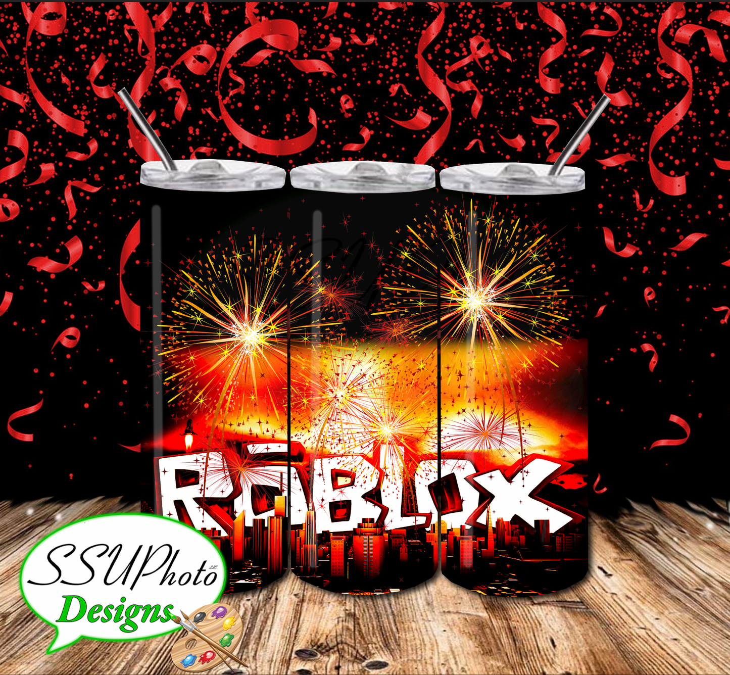 Roblox2 20 OZ Skinny Tumbler straight Digital Design