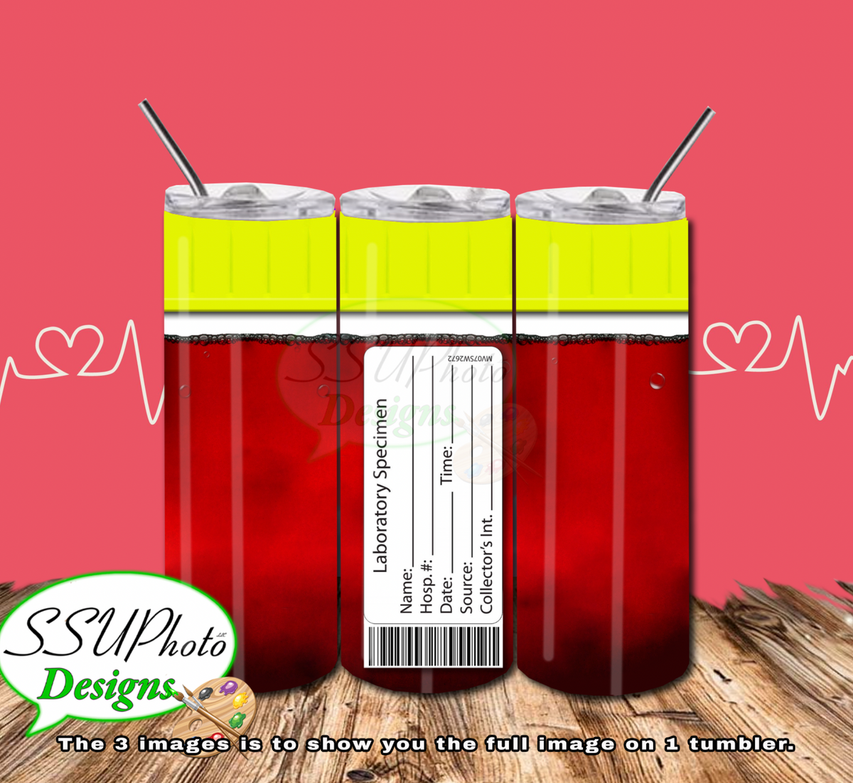 Blood Vials SET Digital Design 20 OZ Skinny Tumbler SSUPhoto Designs
