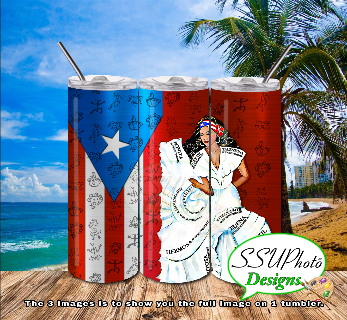 Puerto Rico Girl 20 OZ Skinny TumblerD Digital Design