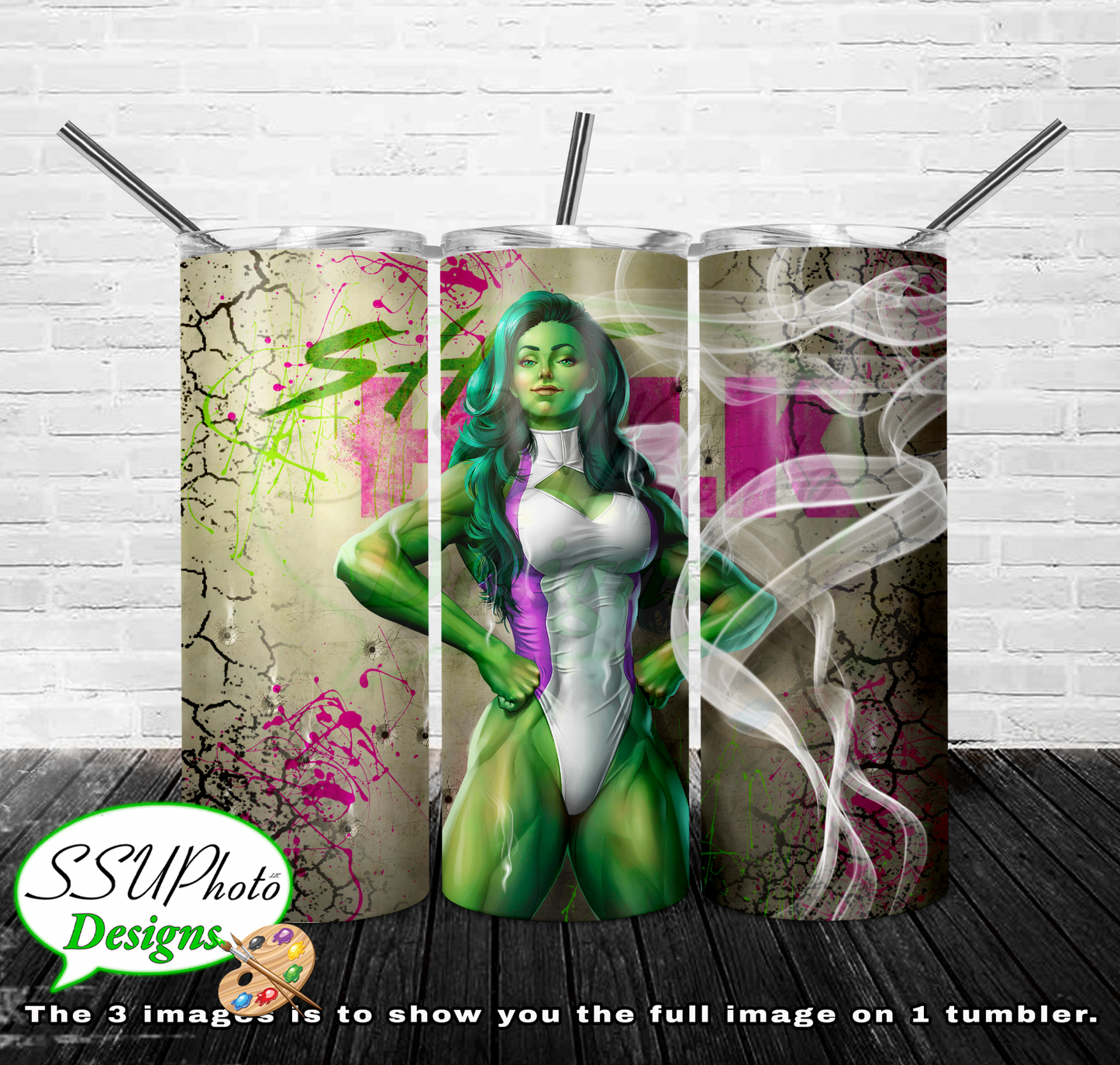 She Hulk 20 OZ Skinny TumblerD Digital Design