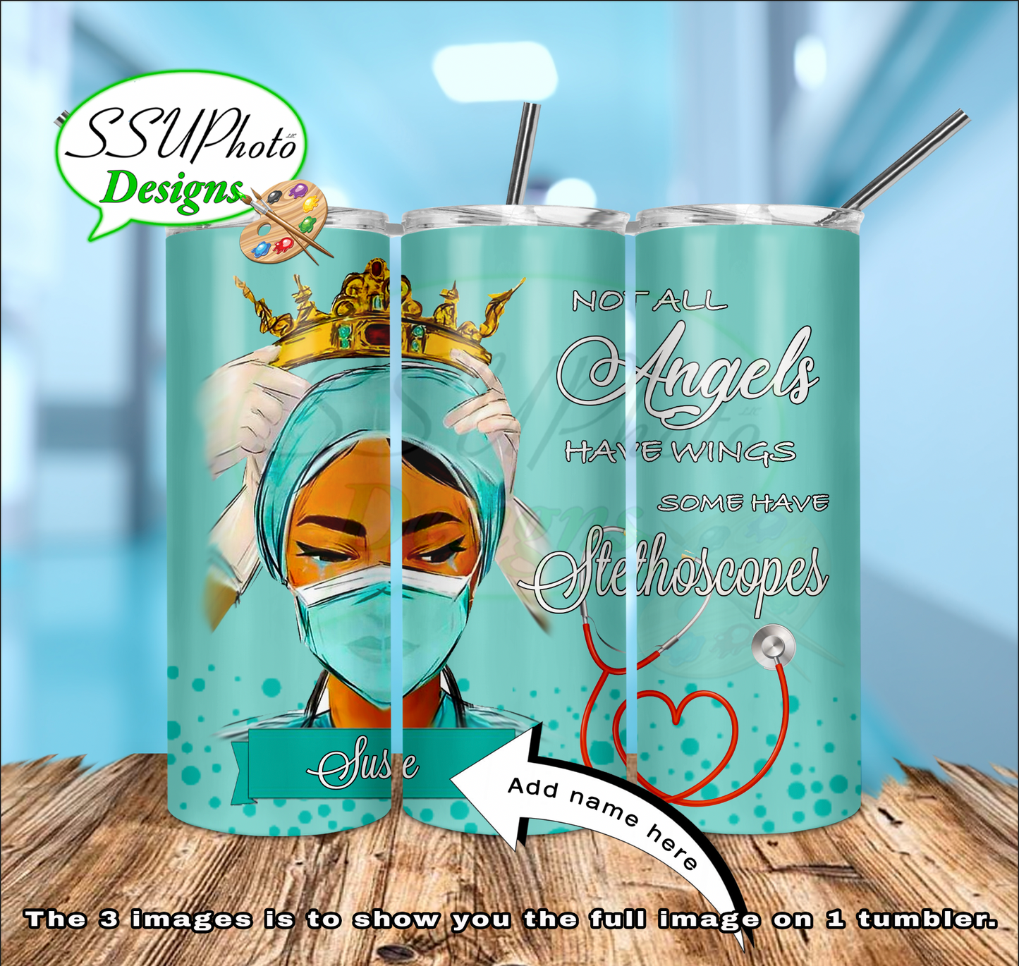 Nurse Stethoscope with Name 20 OZ Skinny TumblerD Digital Design