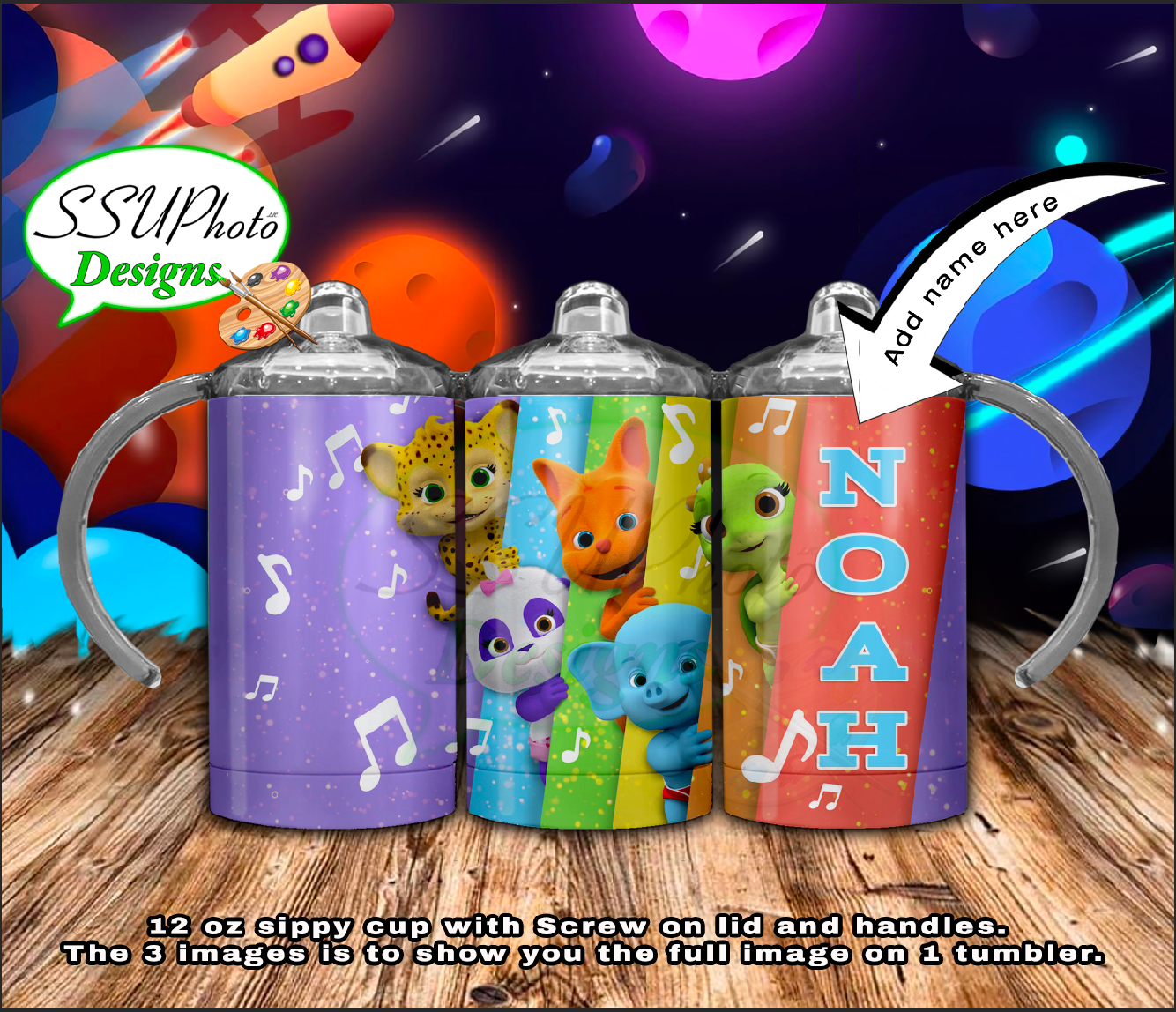 Word Party personalized 12OZ Sippy Cup Digital Design