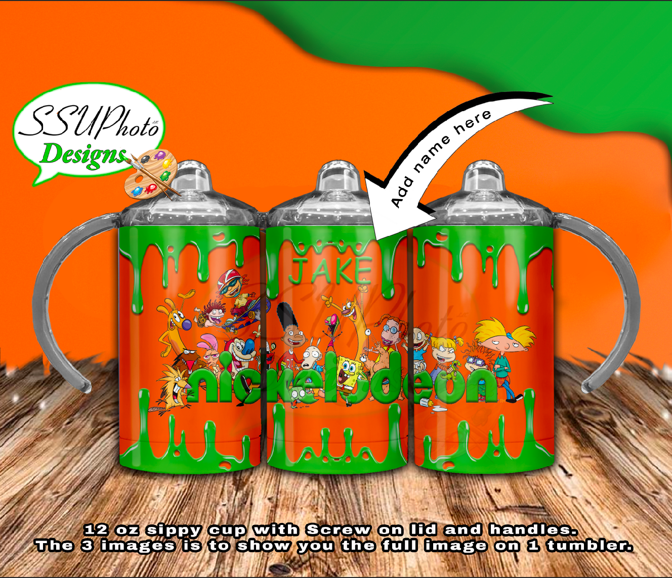 Nick personalized 12OZ Sippy Cup Digital Design