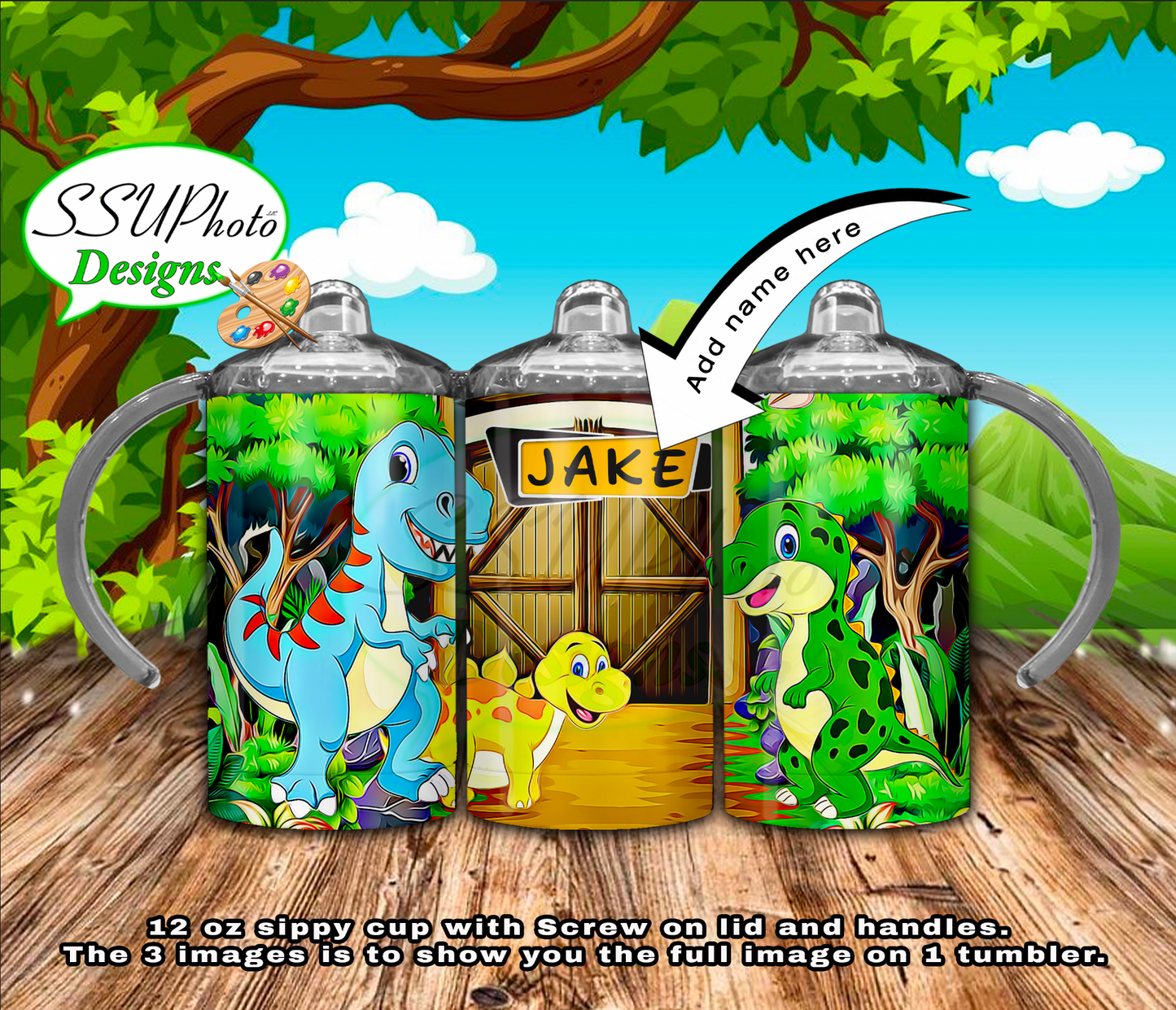 Dinos personalized 12OZ Sippy Cup Digital Design