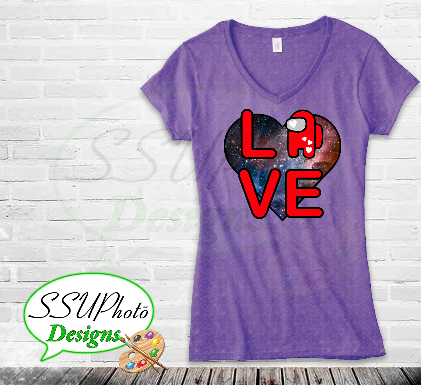 Love is Among Us Ladies V-neck T-Shirts