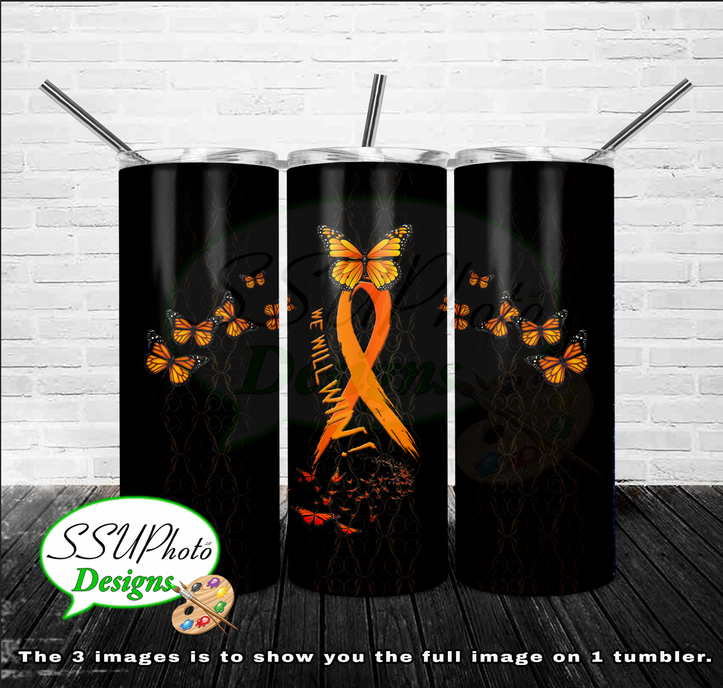 MS Awareness Butterflies 20 oz and 30oz OZ Skinny TumblerD Digital Design