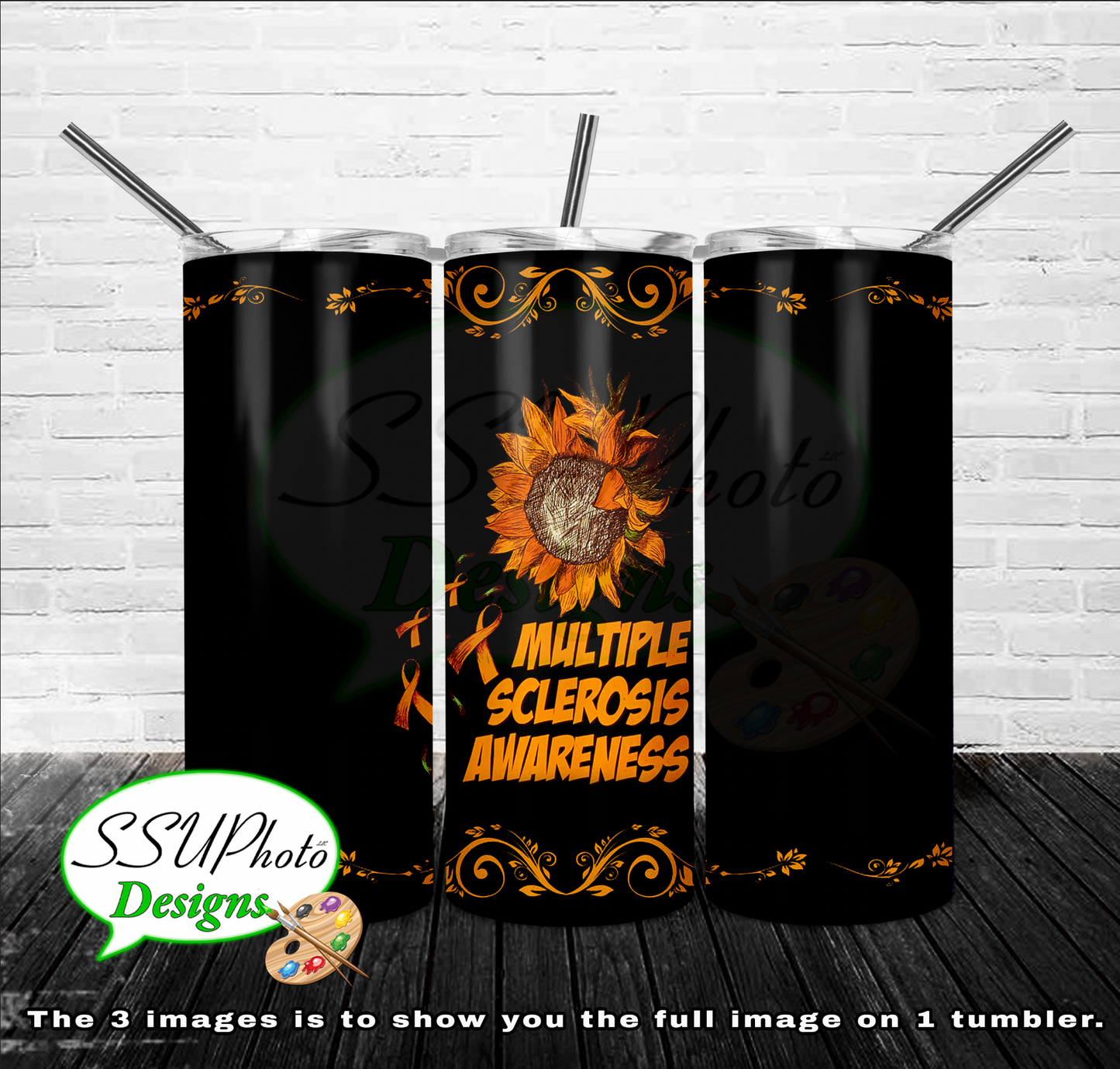 MS Awareness 20 oz and 30oz OZ Skinny TumblerD Digital Design