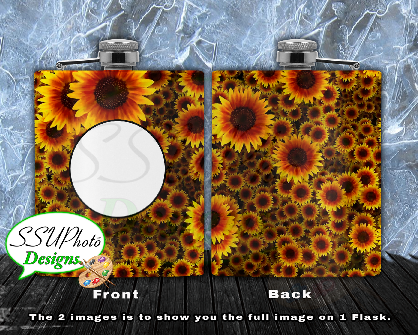 Sunflower Monogram Flask Digital Design