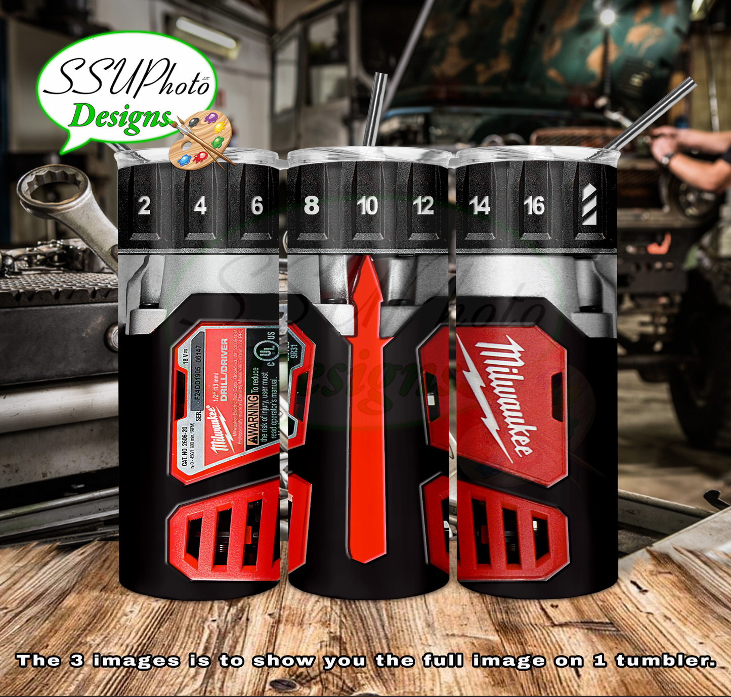 Milwaukee drill 20 oz and 30oz OZ Skinny TumblerD Digital Design