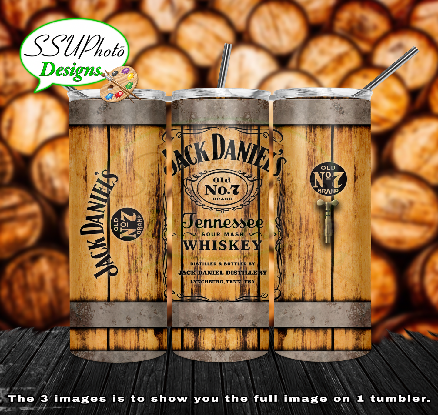 Jack Daniels Barrel 20 oz and 30oz OZ Skinny TumblerD Digital Design