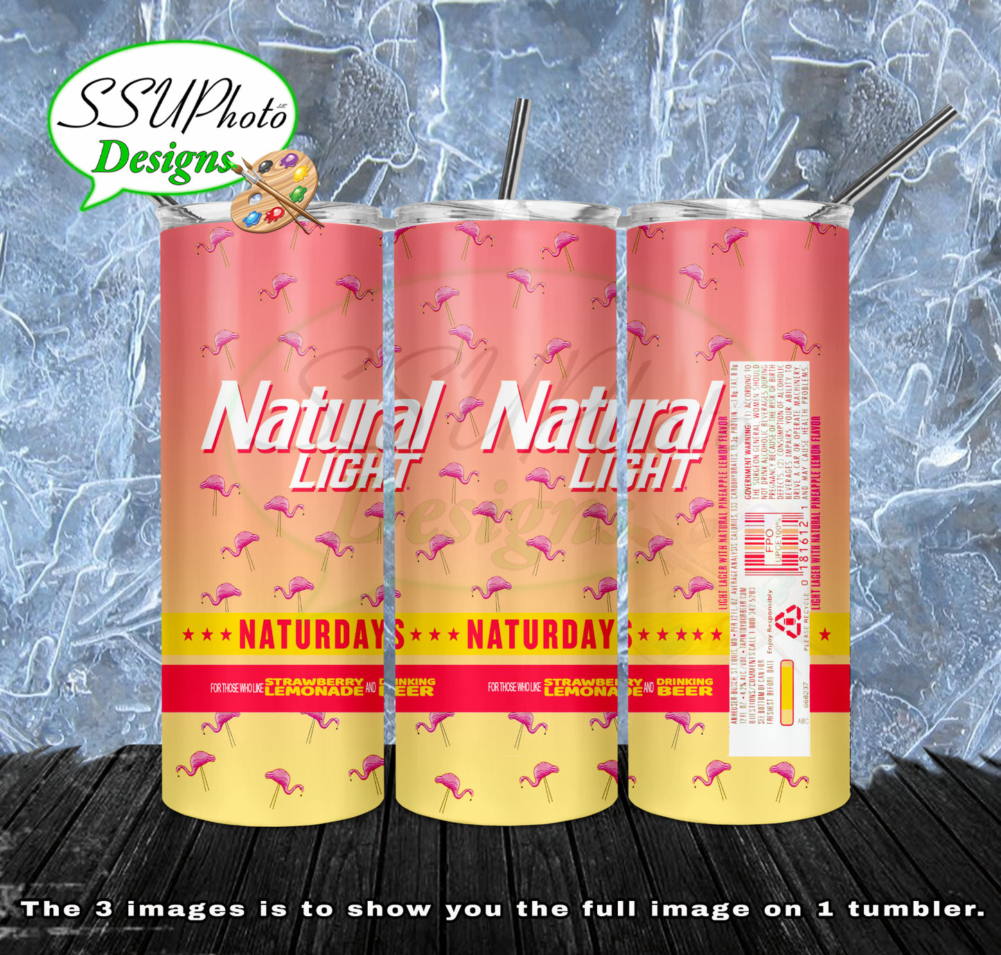 Natural light Strawberry Lemonade 20 oz and 30oz OZ Skinny TumblerD Digital Design