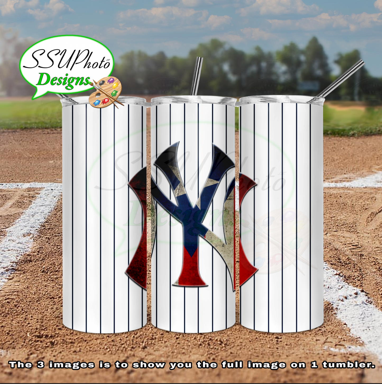 Yanks Puerto Rico flag 20 oz and 30oz OZ Skinny TumblerD Digital Design