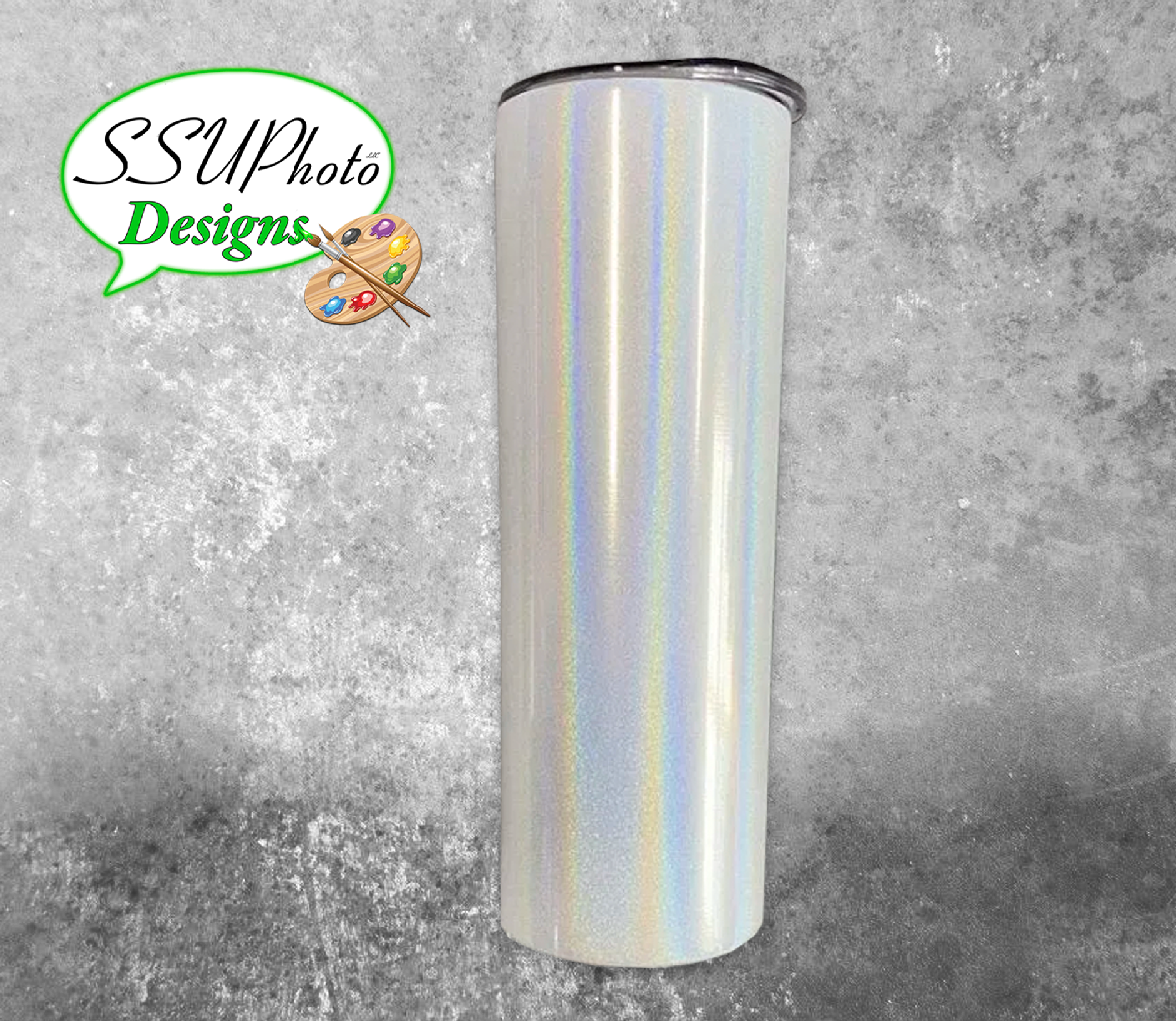 Holographic Sparkle Straight Sublimation WhiteTumblers