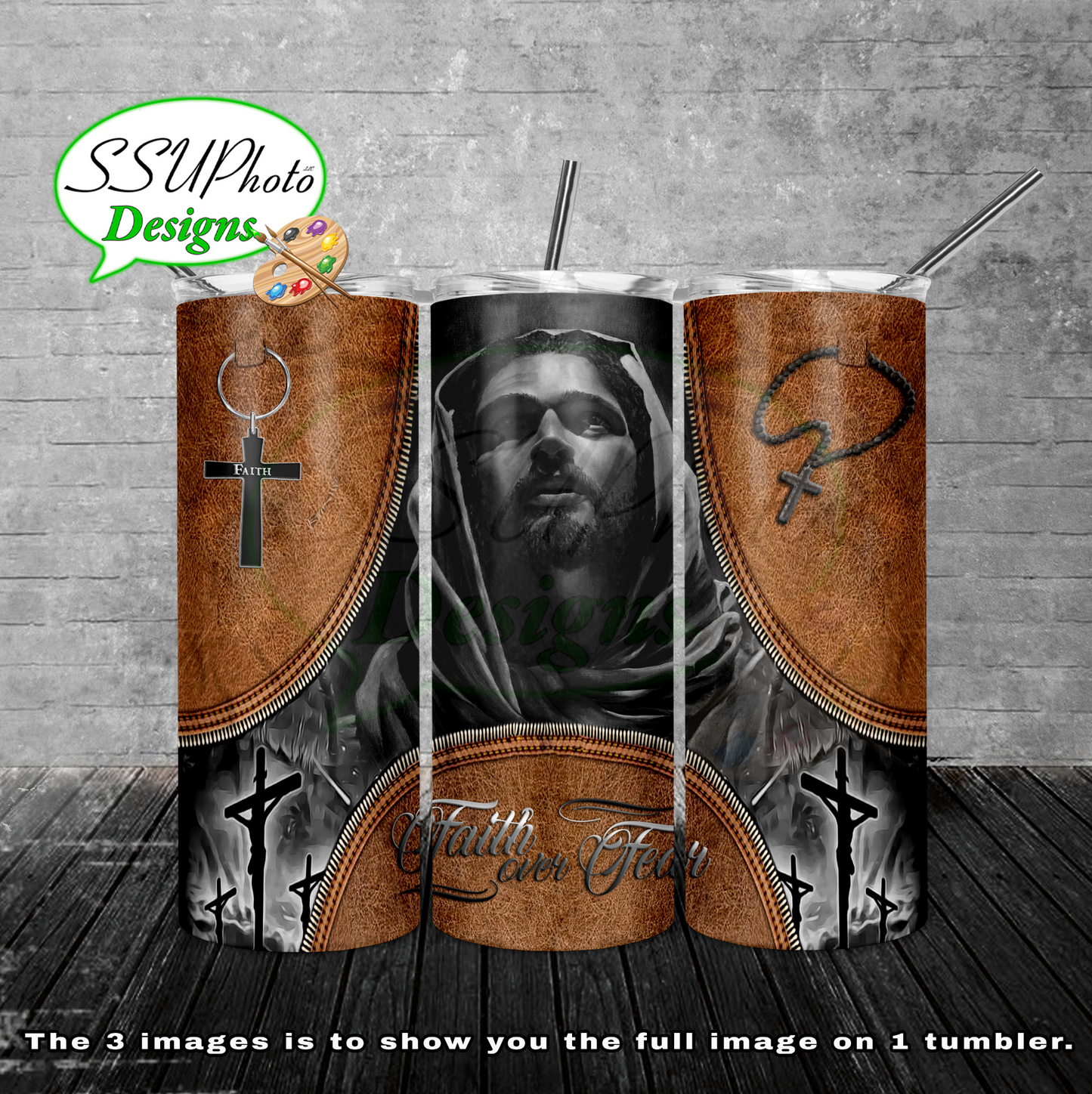 Faith Over Fear African American 20 oz and 30oz OZ Skinny TumblerD Digital Design