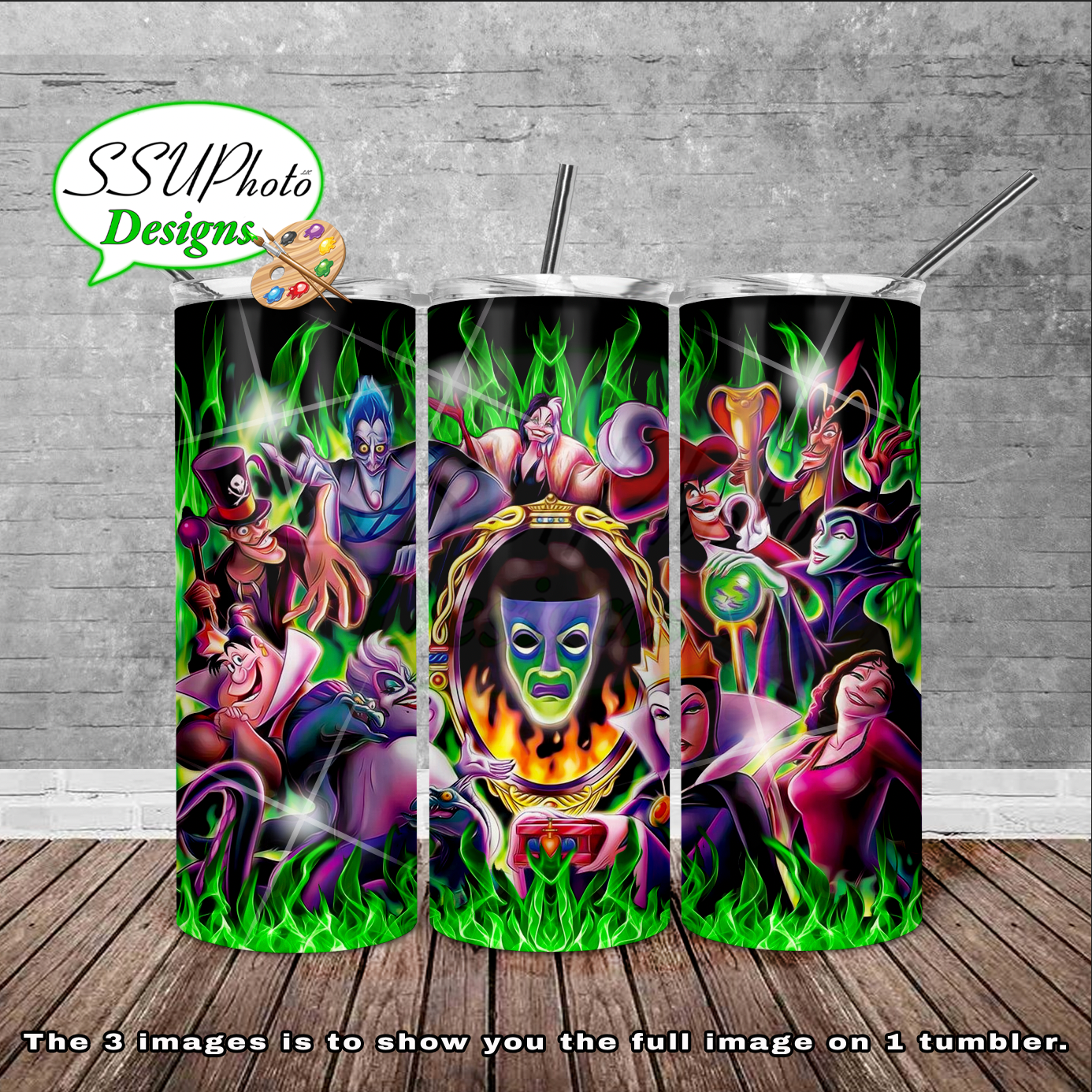 Villains Selfies 20 oz and 30oz OZ Skinny TumblerD Digital Design
