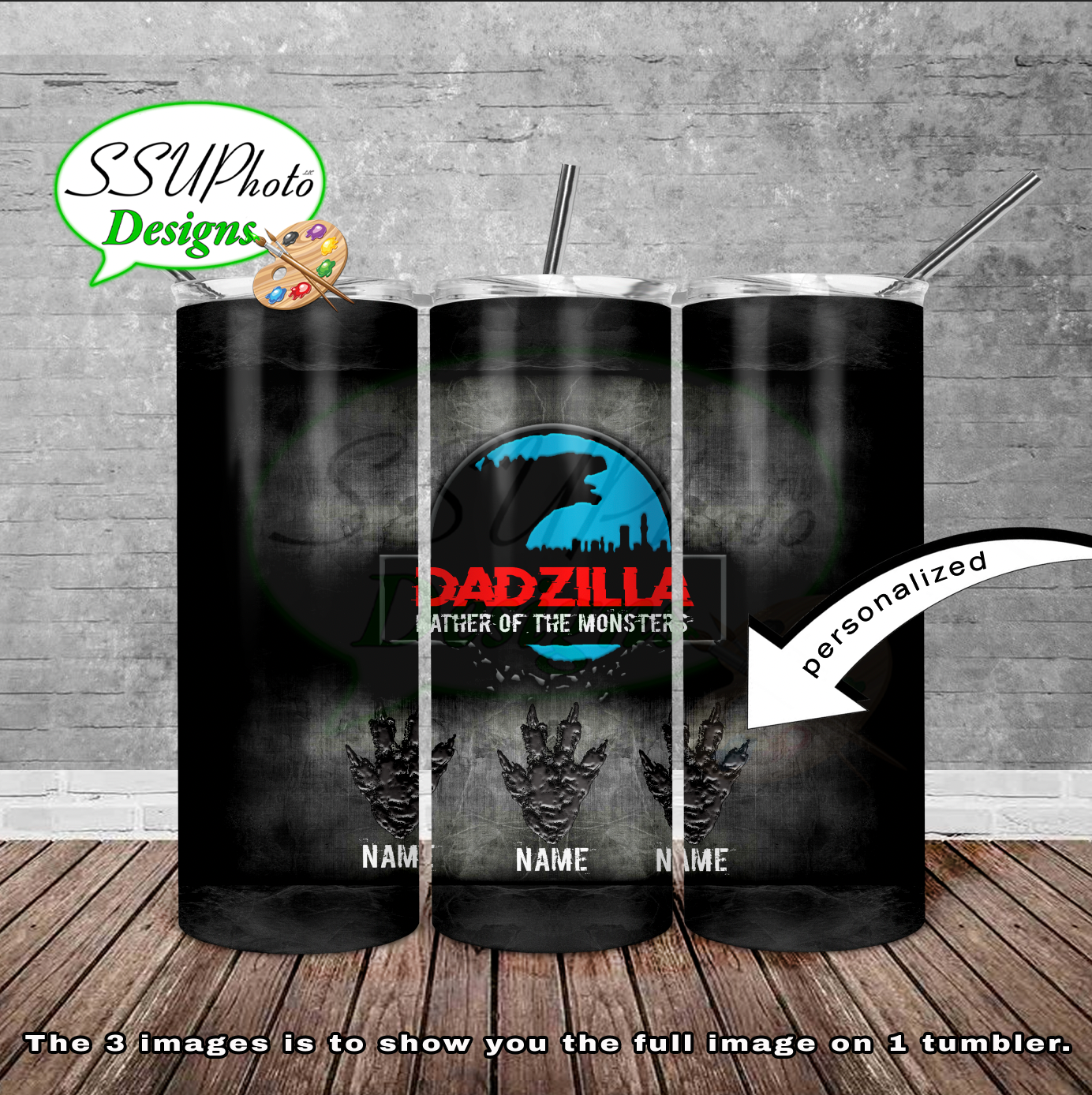 DADZILLA 20 oz and 30oz OZ Skinny TumblerD Digital Design