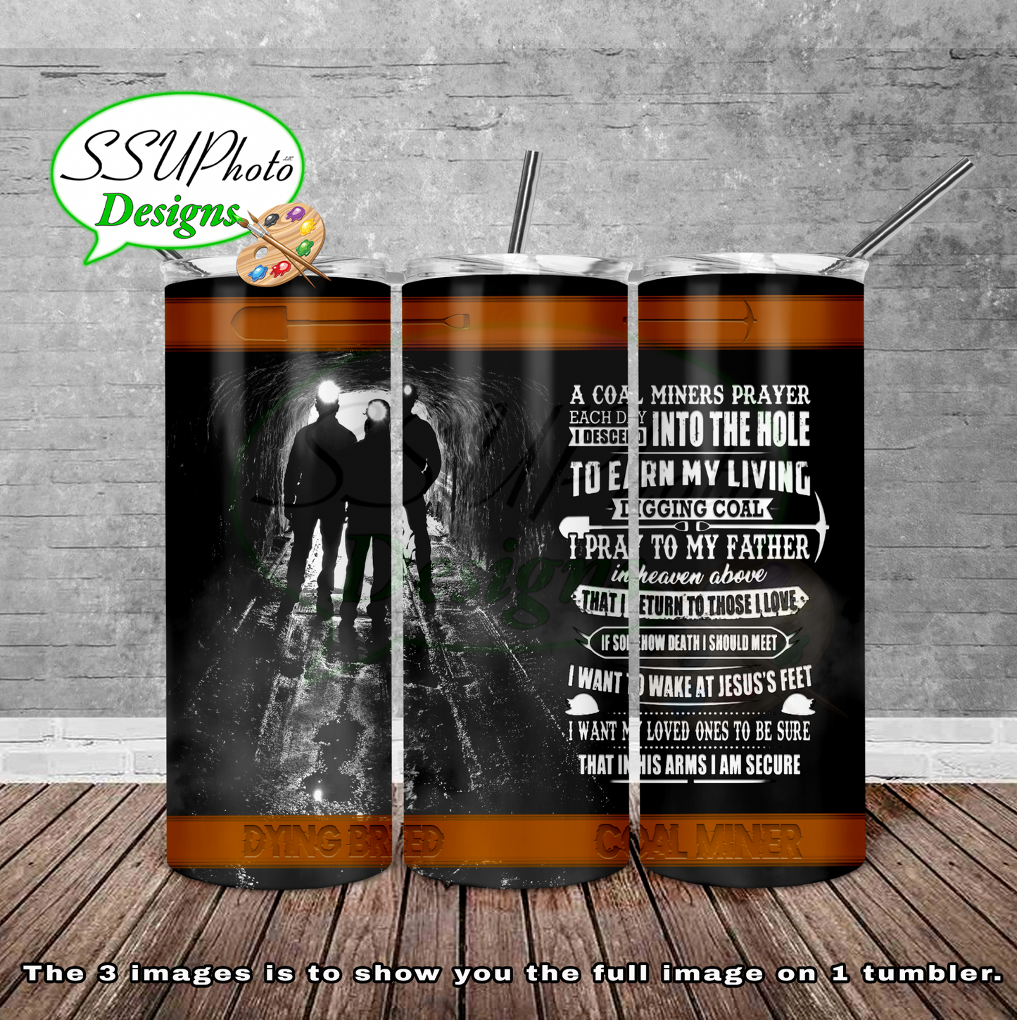 Coal Miner 20 oz and 30oz OZ Skinny TumblerD Digital Design