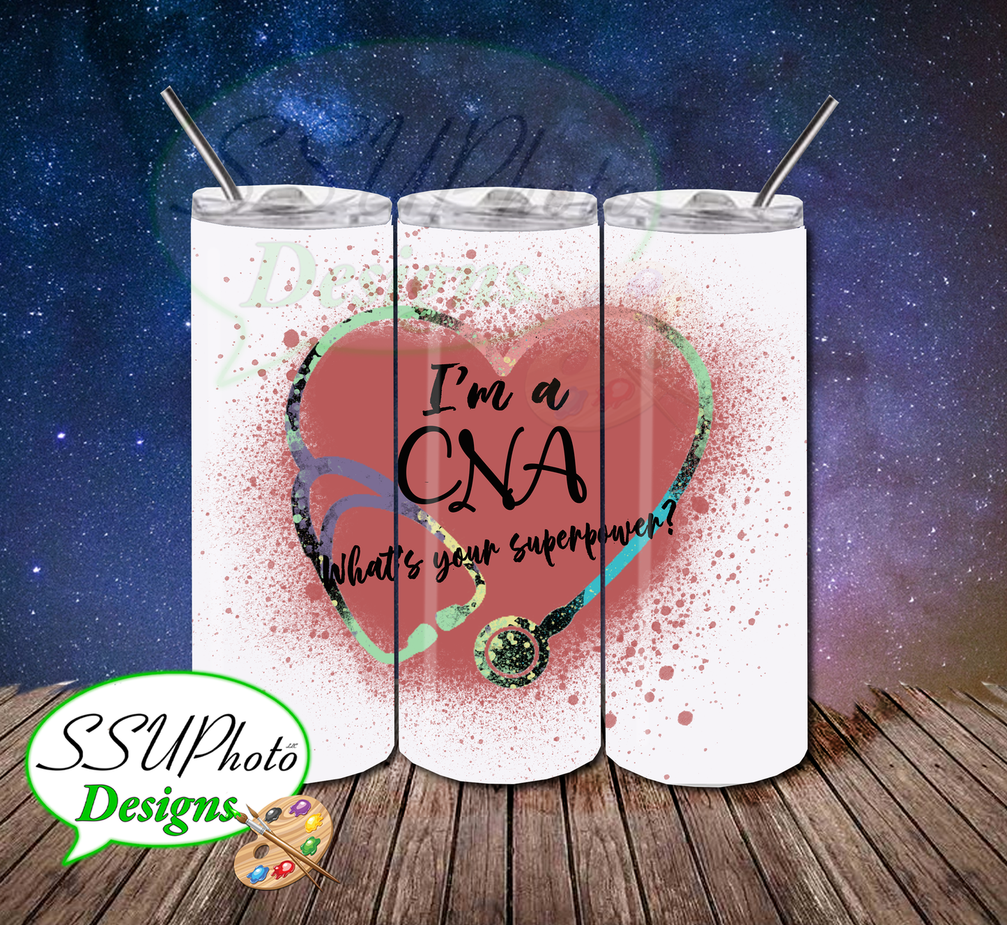 Pink CNA Superpower 20 OZ Skinny Tumbler straight Digital Design