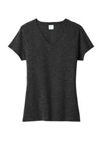 Port & Company Ladies V-Neck S/S Shirt Black Heather