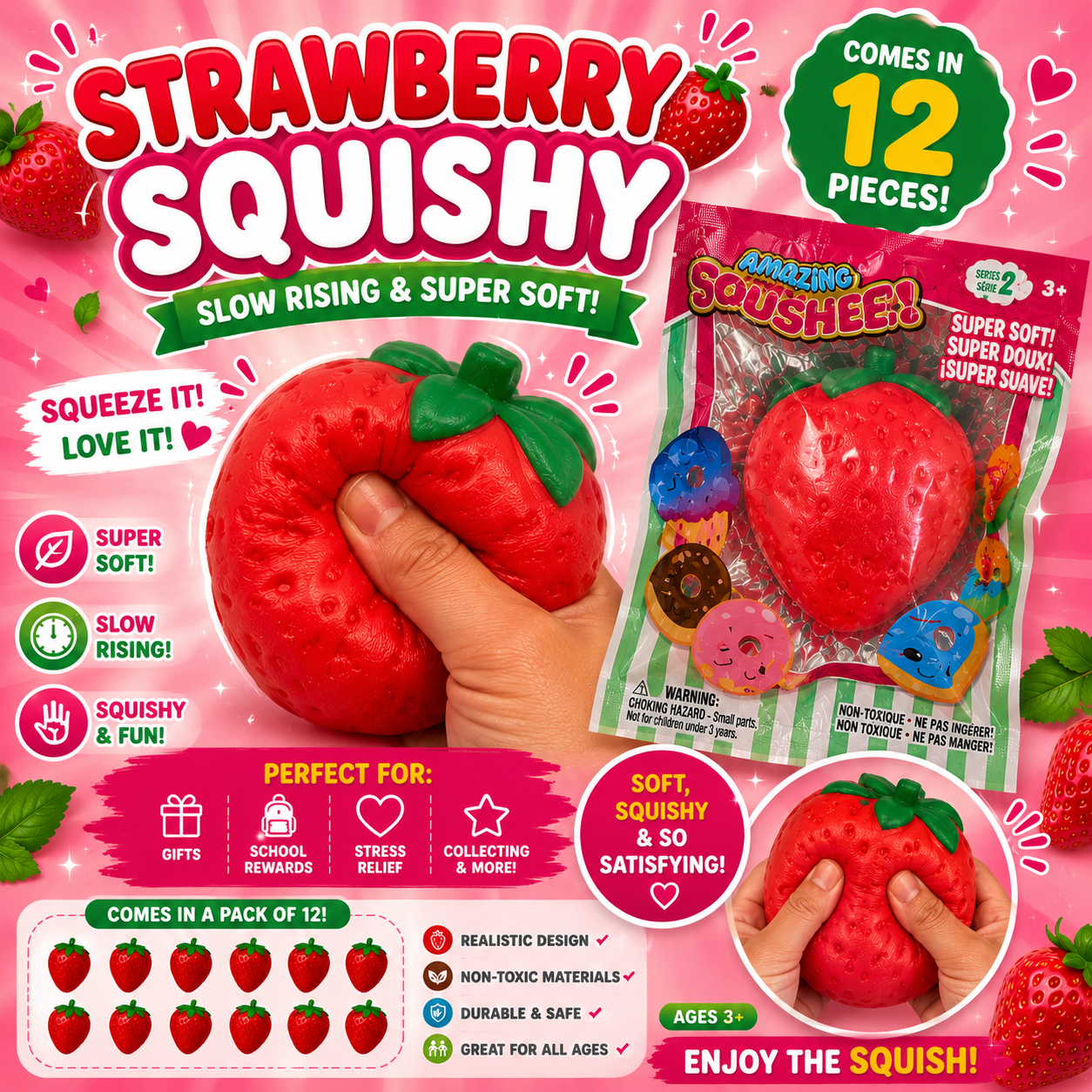 Jumbo Strawberry Squeeze Squishy
