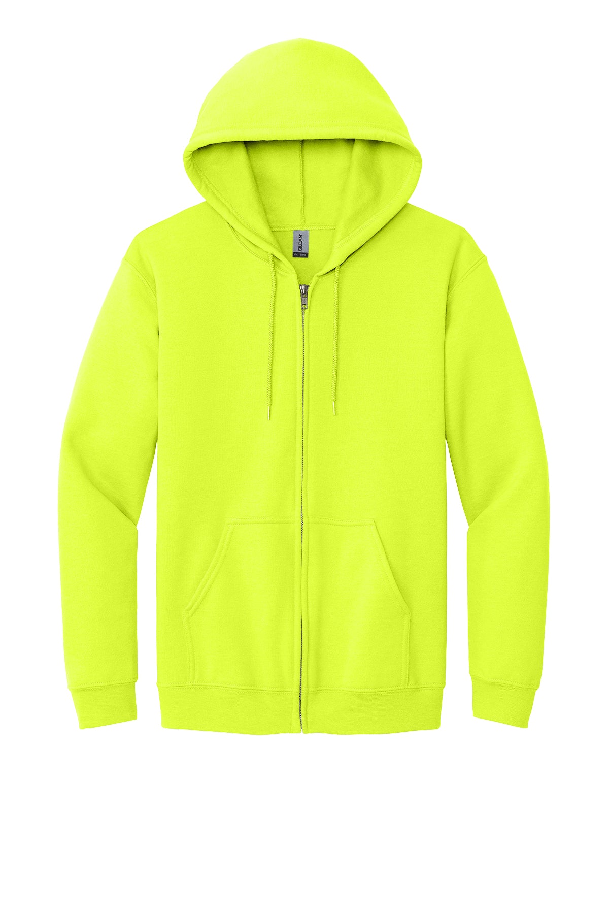 Gildan Full-Zip Hooded Sweatshirt Mens/Unisex Hoodies Safety Green