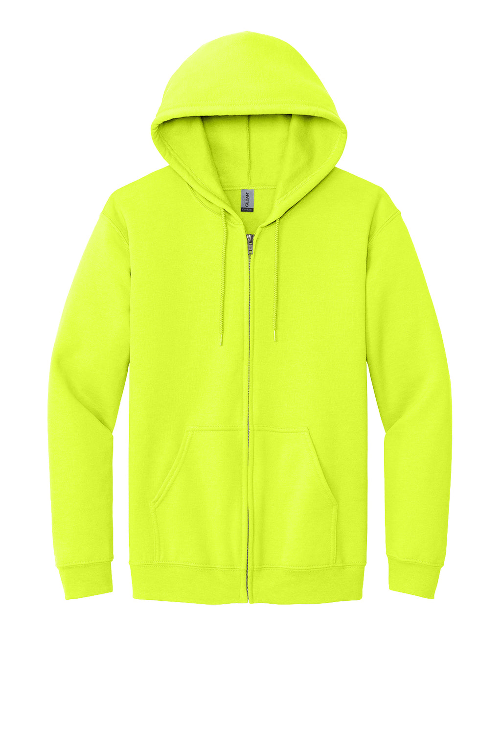 Gildan Full-Zip Hooded Sweatshirt Mens/Unisex Hoodies Safety Green