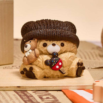 SqueezeSquad Taba Deluxe Premium Silicone Squishy Fidget Toy - Brown Hatted Bear