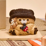 SqueezeSquad Taba Deluxe Premium Silicone Squishy Fidget Toy - Brown Hatted Bear