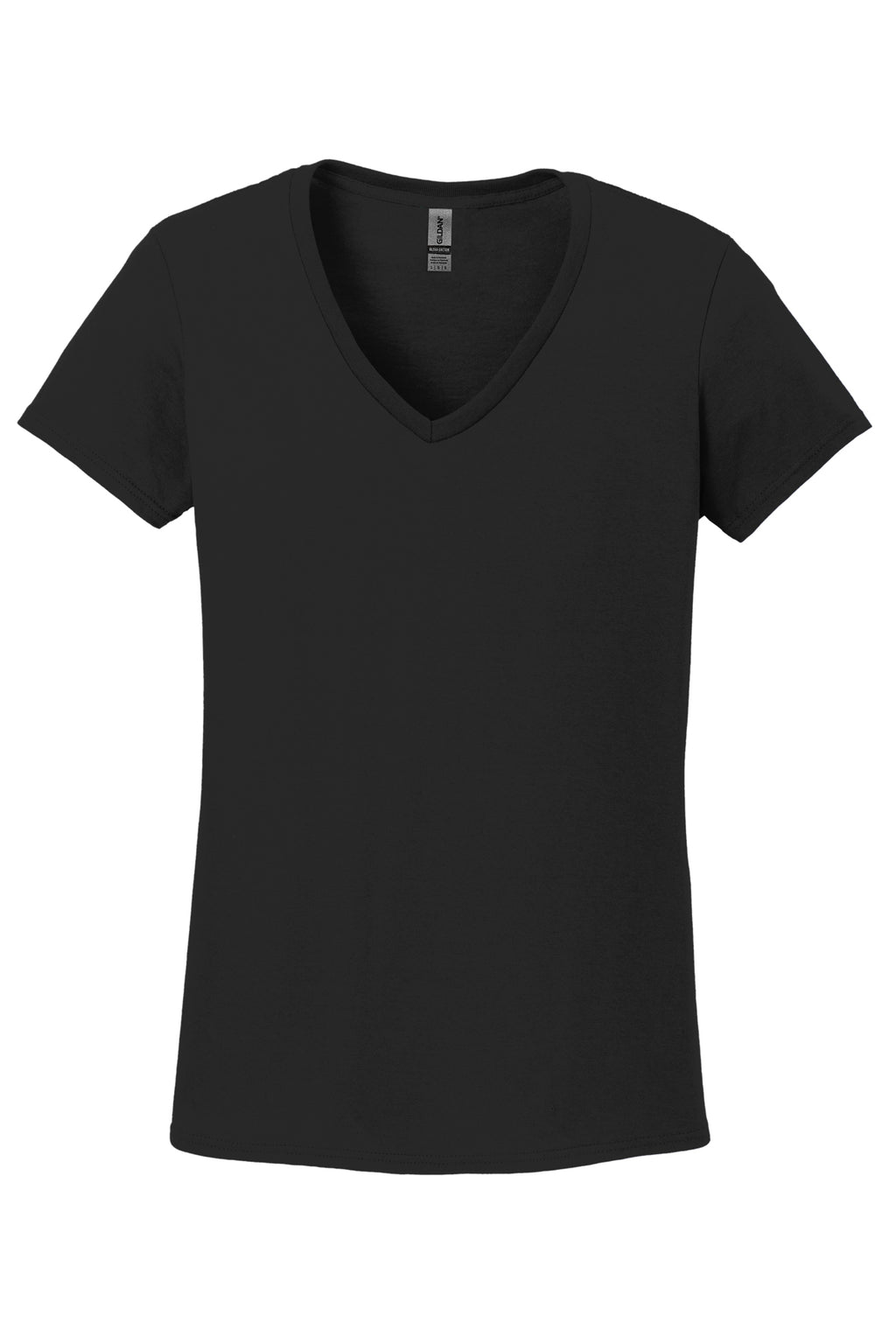 Gildan 100% Cotton Womens V-Neck Short Sleeve Shirts Black