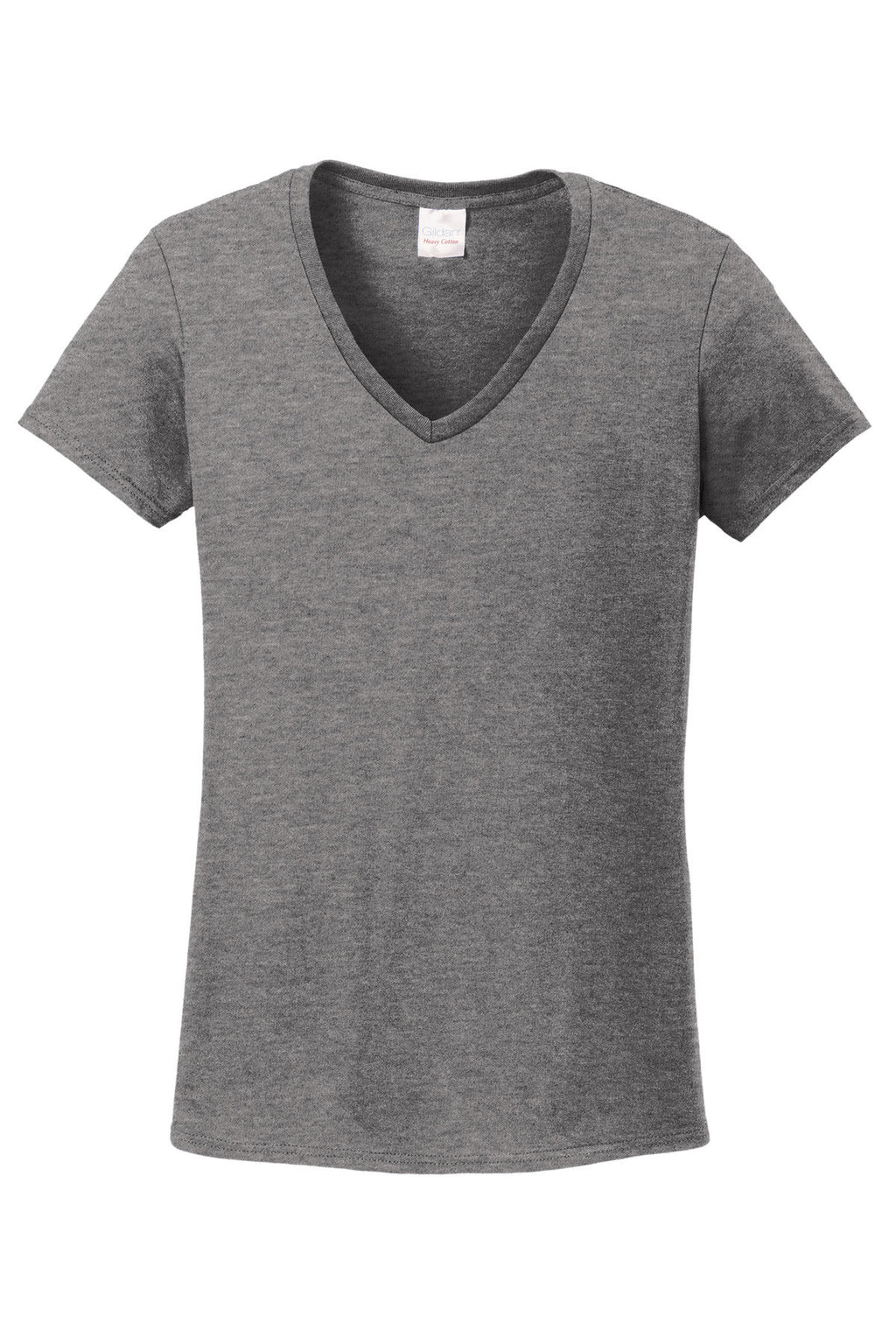 Gildan 100% Cotton Womens V-Neck Short Sleeve Shirts Graphite Heather