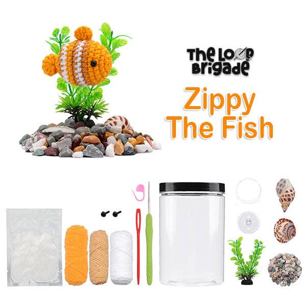The LOOP Brigade: DIY Crochet Plush Toy Complete Kit For Beginners - Fish Aquarium (Multiple Colors)
