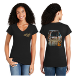 Womens V-neck Softstyle T-shirts Black (Long Haired Country Boys)