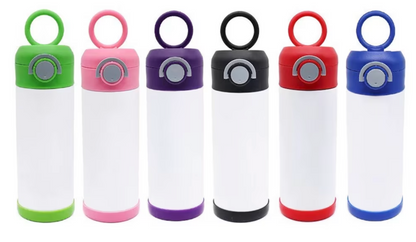 12oz Kids Flip top Cups colored top and bottom with popup lid Custom