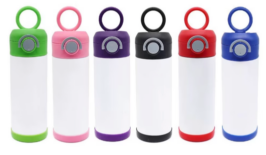 12oz Kids Flip top Cups Blanks colored top and bottom with popup lid