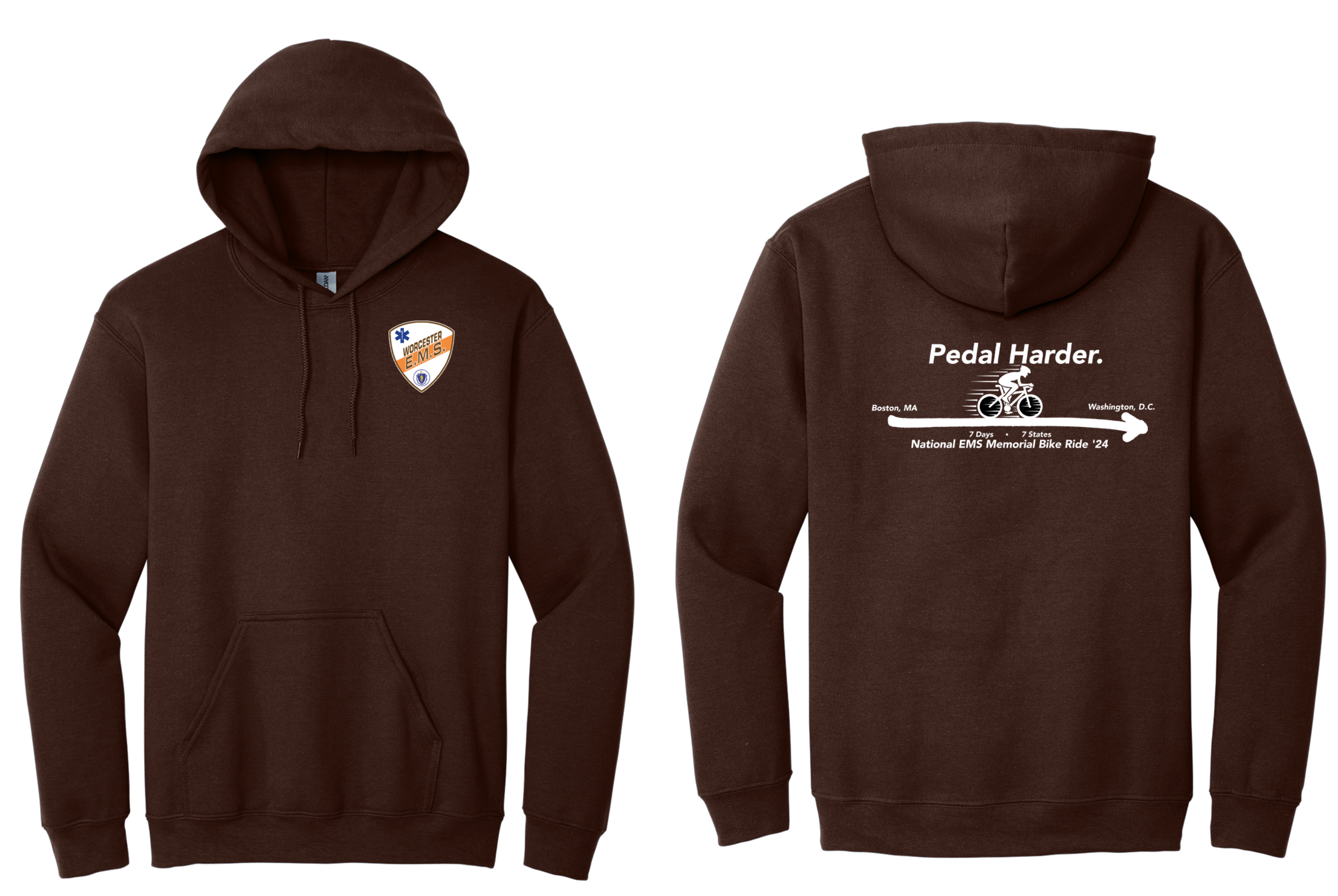 Mens/Unisex Hoodie Dark Brown (National EMS Memorial Bike Ride )