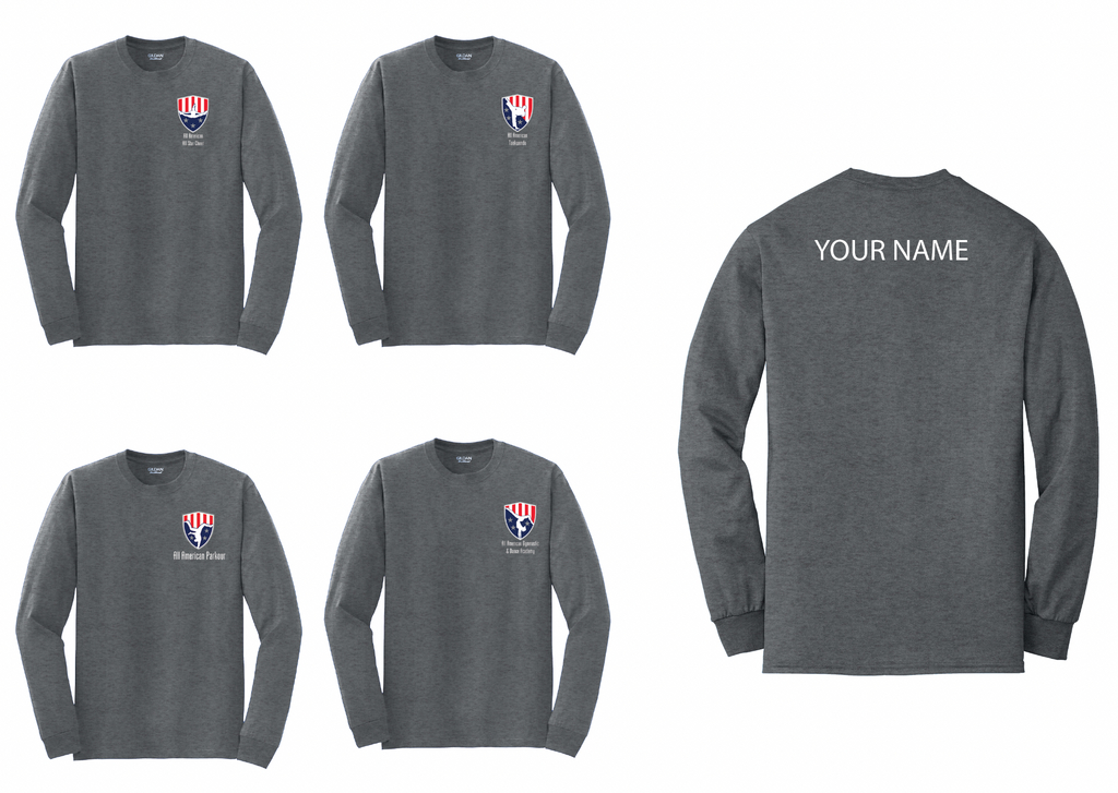 All American Gymnastics and Dance Academy Long Sleeve Shirts small logo