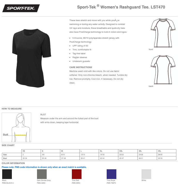 Sport-Tek Rashguard Tee Womens
