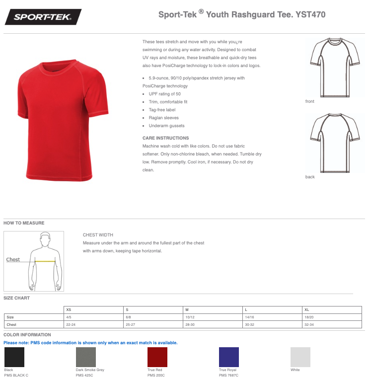 Sport-Tek Rashguard Tee Youth
