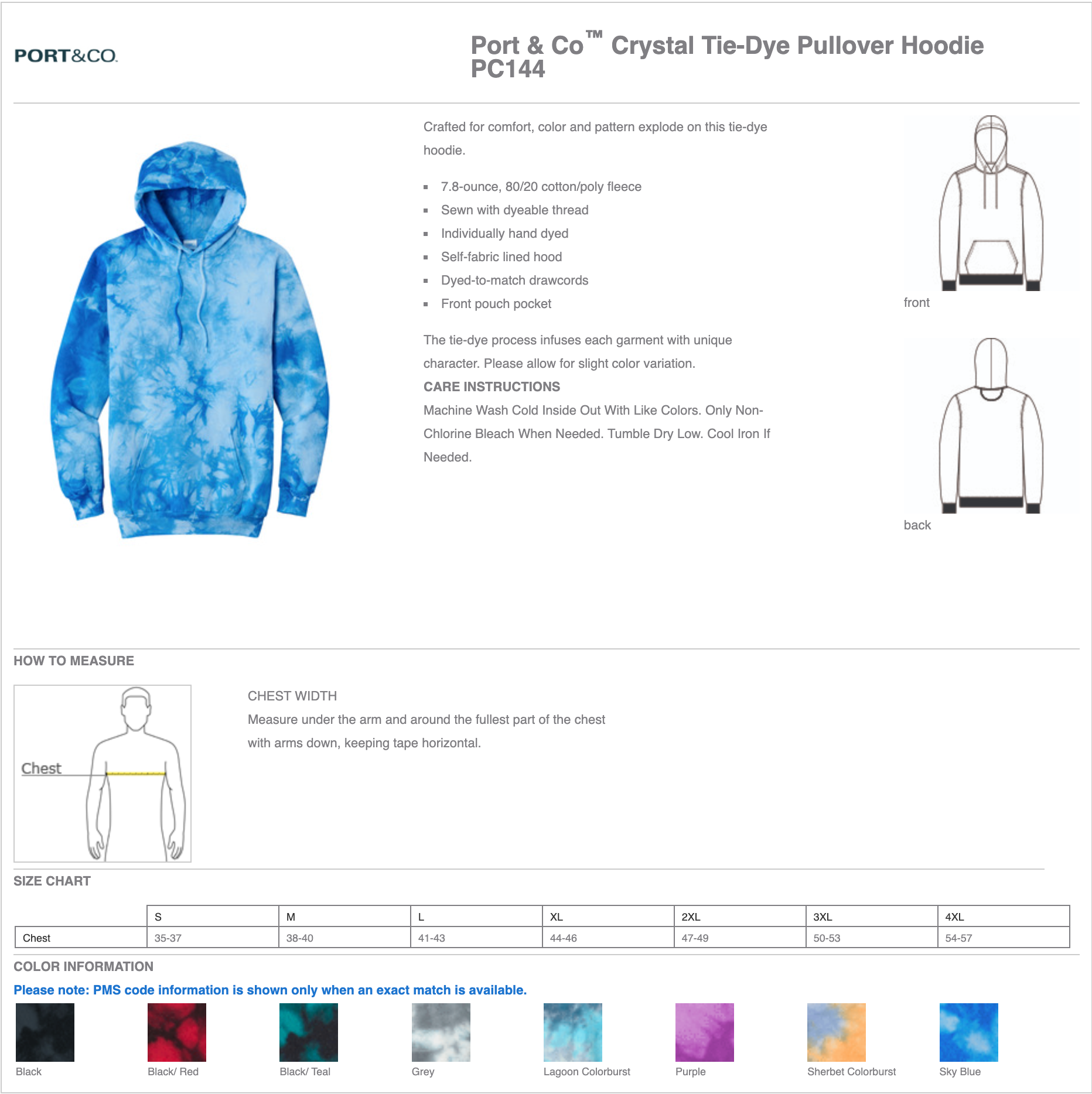 Port & Company® Crystal Tie-Dye Hoodies
